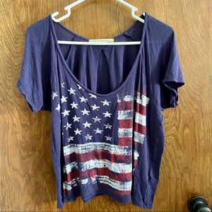 Distressed American Flag Flowy Tee - Small
